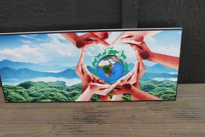 Custom Hands Globe Nature Outdoors Discovery Love the world Rectangle Smooth Printed Weatherproof Waterproof Durable Sustainable PVC