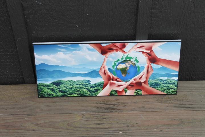Custom Hands Globe Nature Outdoors Discovery Love the world Rectangle Smooth Printed Weatherproof Waterproof Durable Sustainable PVC