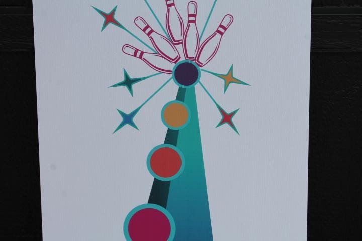 Custom Vertical Bowling Textured Rectangle Weatherproof Sign Pvc Plastic Personalized Business Logo Great Outdoors Arcade Amusement Park