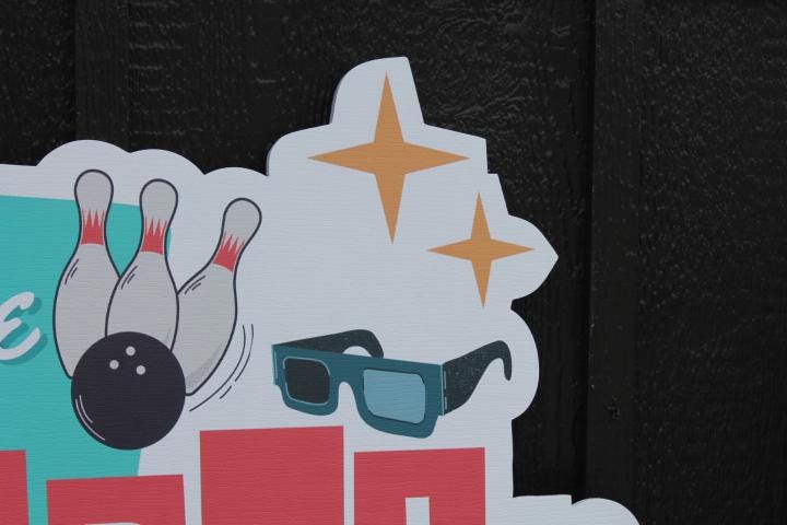 Custom Contour Arcade Bowling Game Family Fun Center Color Textured Rectangle Weatherproof Sign Pvc Plastic