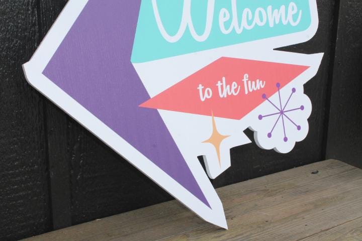 MCM Billboard Contour Welcome Arcade Fun Center Retro PVC Sign Textured Outdoor Ready for your Business Logo Great For Outdoor Ready to Hang