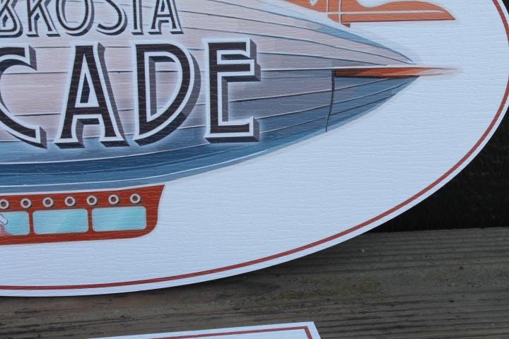 Custom Blimp Arcade Fun Game Center Textured Oval Weatherproof Sign Pvc Plastic Business Logo