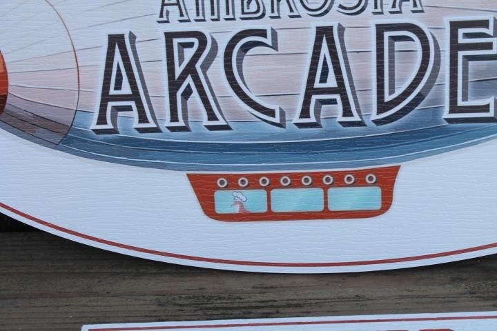 Custom Blimp Arcade Fun Game Center Textured Oval Weatherproof Sign Pvc Plastic Business Logo