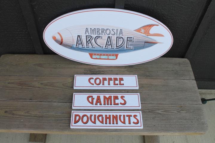 Custom Blimp Arcade Fun Game Center Textured Oval Weatherproof Sign Pvc Plastic Business Logo