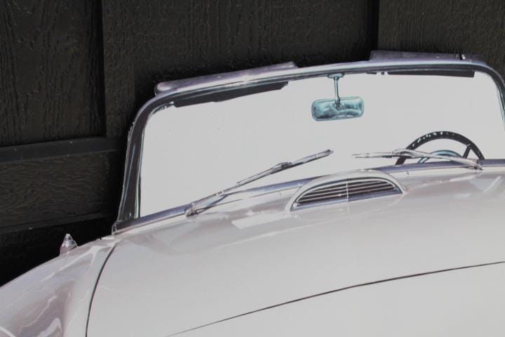 Car Vehicle Vintage Convertible Iconic Classic Print Cut out Wood White Front hood Wall Art Garage Grandpa Gift