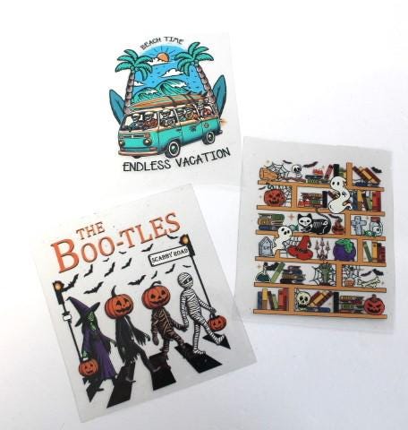 Halloween Chickens Witches Ghosts Pumpkins Theme Decals Waterproof Sheet Full Color Sticker Window Deal Wall Sticker Thermos Funny Bootles