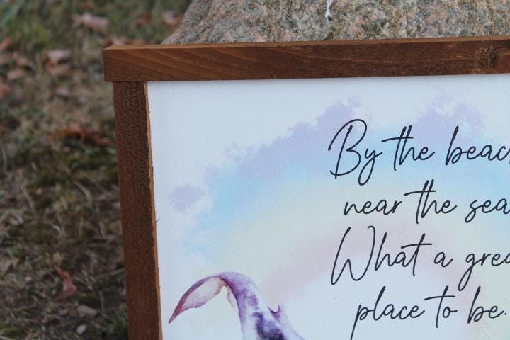 Watercolor Whale Beach Good place to be Sea Printed Handmade wall art Bathroom Tropical