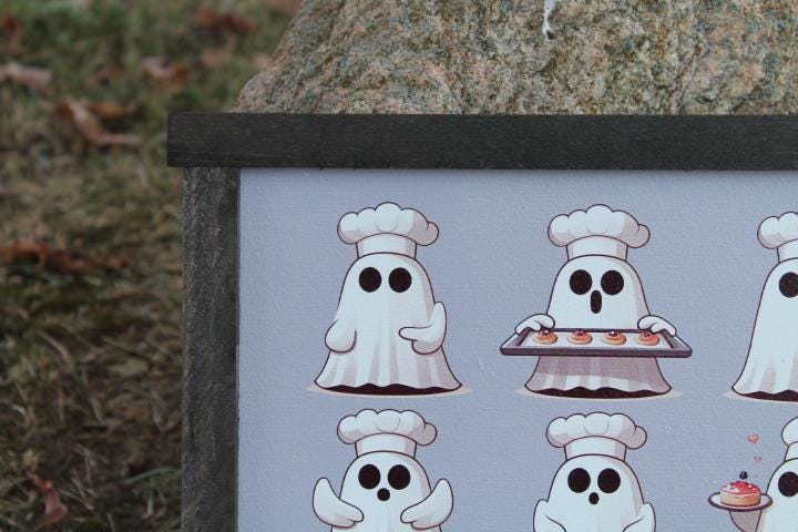 Ghost Baking Kitchen Halloween Baking Commitee Ghostie Group Halloween Fall Decor Official Cookies Sweets Bakery Chef Hat Handmade Wall Art