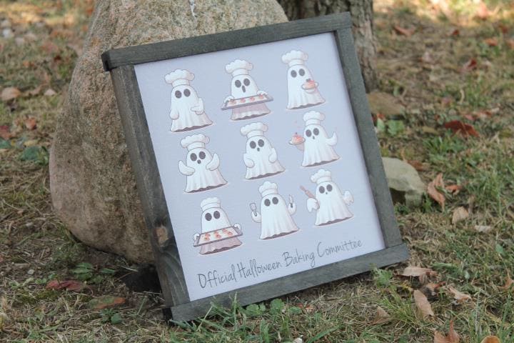 Ghost Baking Kitchen Halloween Baking Commitee Ghostie Group Halloween Fall Decor Official Cookies Sweets Bakery Chef Hat Handmade Wall Art