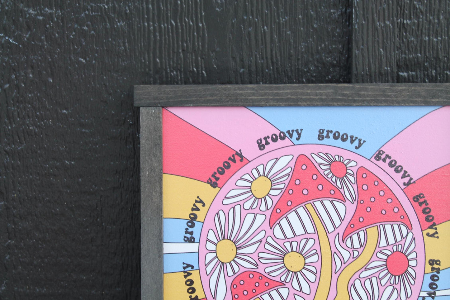 Maximalist Groovy Daisy Mushroom Retro Colorful Bright Handmade Wall Art Funky Fun Decoration Hippie