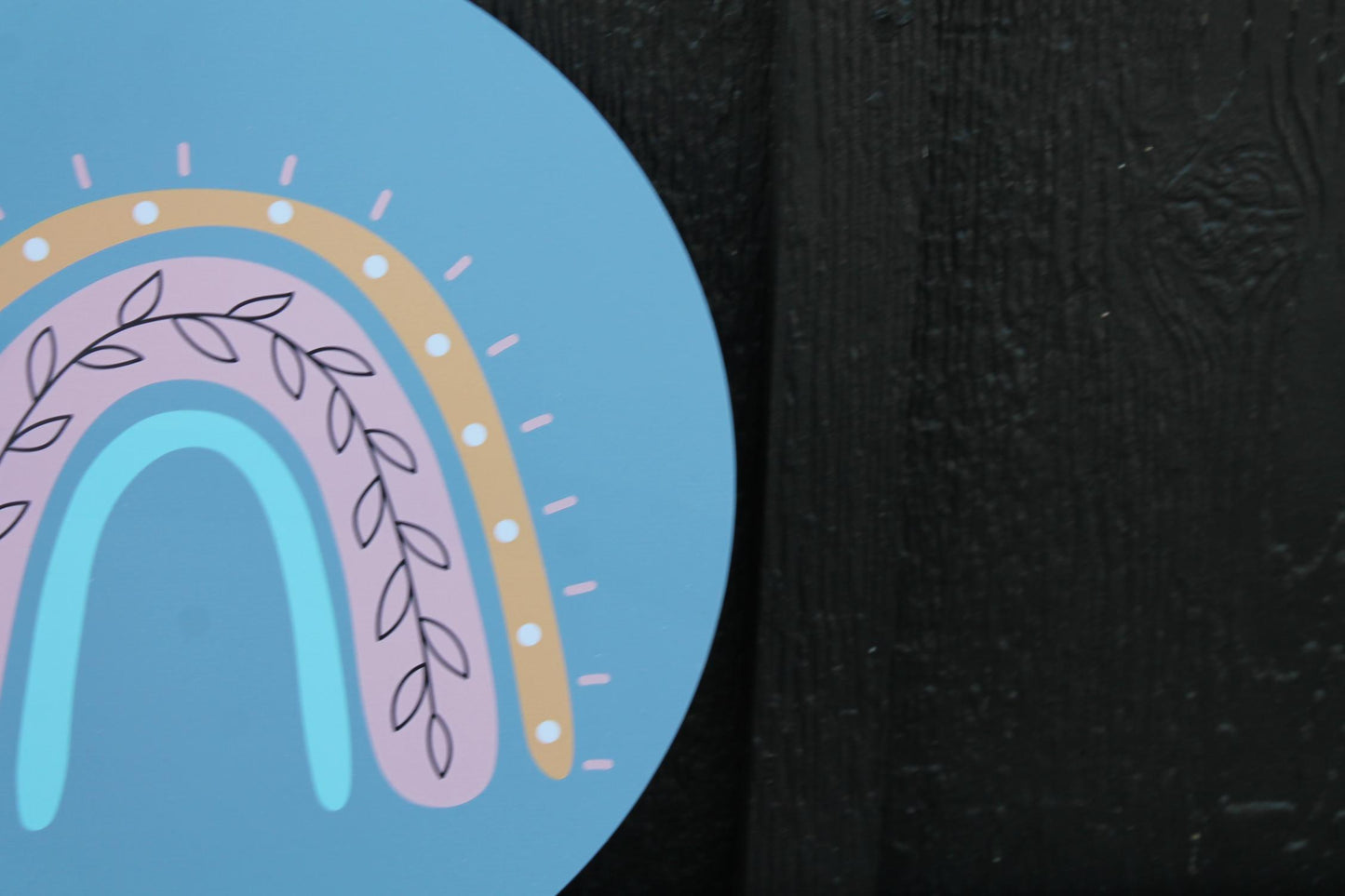 Boho Flower Rainbow Colorful Kids Room Bathroom Play room bohemian Cute Wooden Hanger Wall Art Decor Print