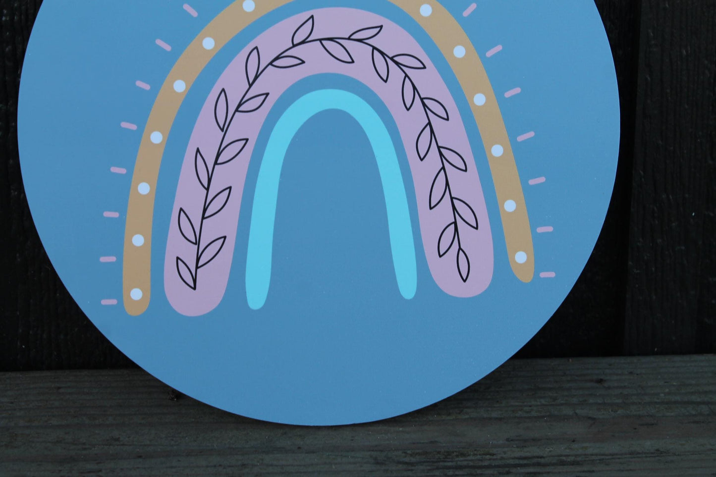 Boho Flower Rainbow Colorful Kids Room Bathroom Play room bohemian Cute Wooden Hanger Wall Art Decor Print