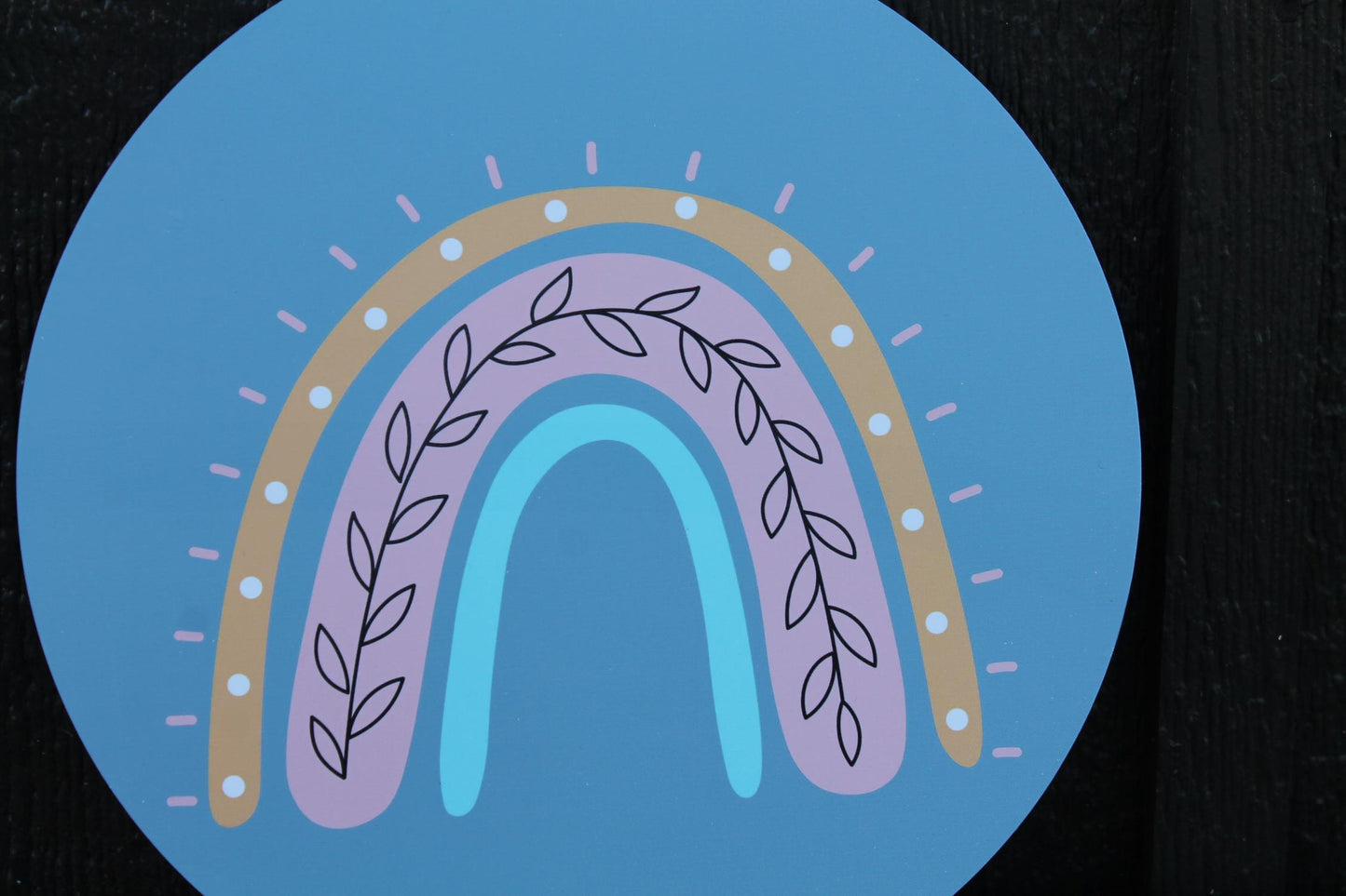 Boho Flower Rainbow Colorful Kids Room Bathroom Play room bohemian Cute Wooden Hanger Wall Art Decor Print