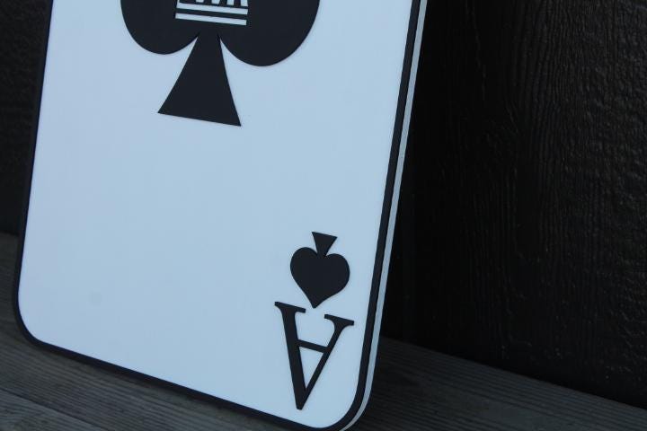 Ace of Spades Playing Card Game Logo Unframed Custom Business Sign Indoor Outdoor Small Business Logo Laser Cut Wood Sign