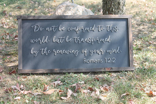 Romans 12:2 Bible Verse Do not Conform Home Decor Pray Handmade 3D Framed sign Christian Renew your mind
