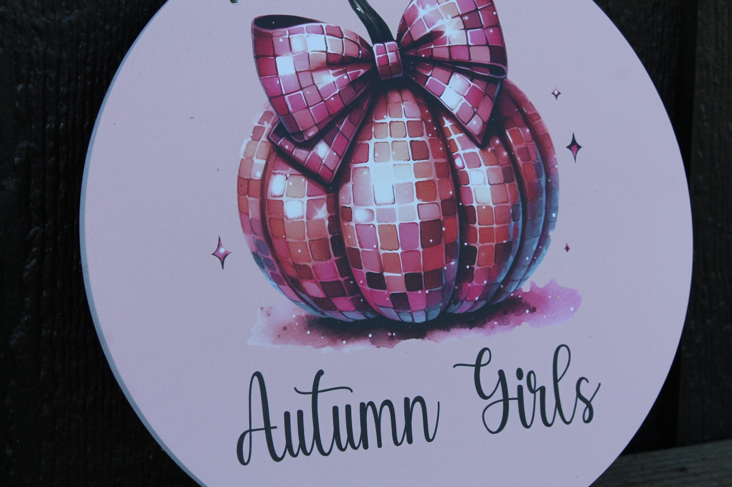 Pumpkin Disco PVC Autumn Girls Fall Retro Midcentury Modern Pink Gourd Door Hanger Art Halloween Decoration