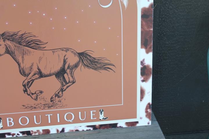 Company Horse Western Cowhide Boutique Large Custom Signage Square Oversized Rustic Business Logo Co Wood Laser Cut Out 3D Business Front
