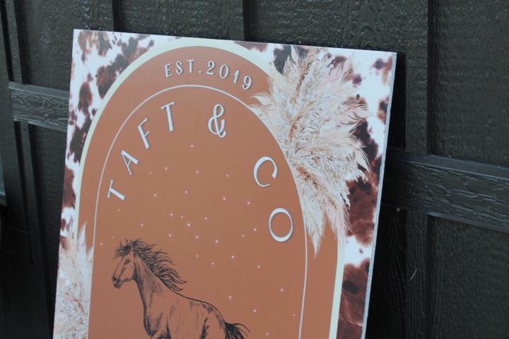 Company Horse Western Cowhide Boutique Large Custom Signage Square Oversized Rustic Business Logo Co Wood Laser Cut Out 3D Business Front