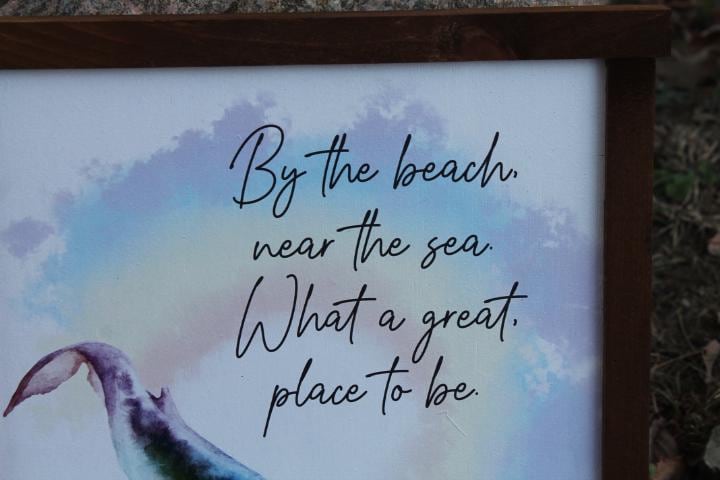 Watercolor Whale Beach Good place to be Sea Printed Handmade wall art Bathroom Tropical