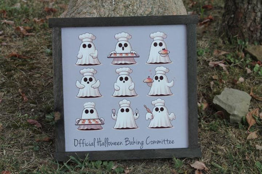 Ghost Baking Kitchen Halloween Baking Commitee Ghostie Group Halloween Fall Decor Official Cookies Sweets Bakery Chef Hat Handmade Wall Art