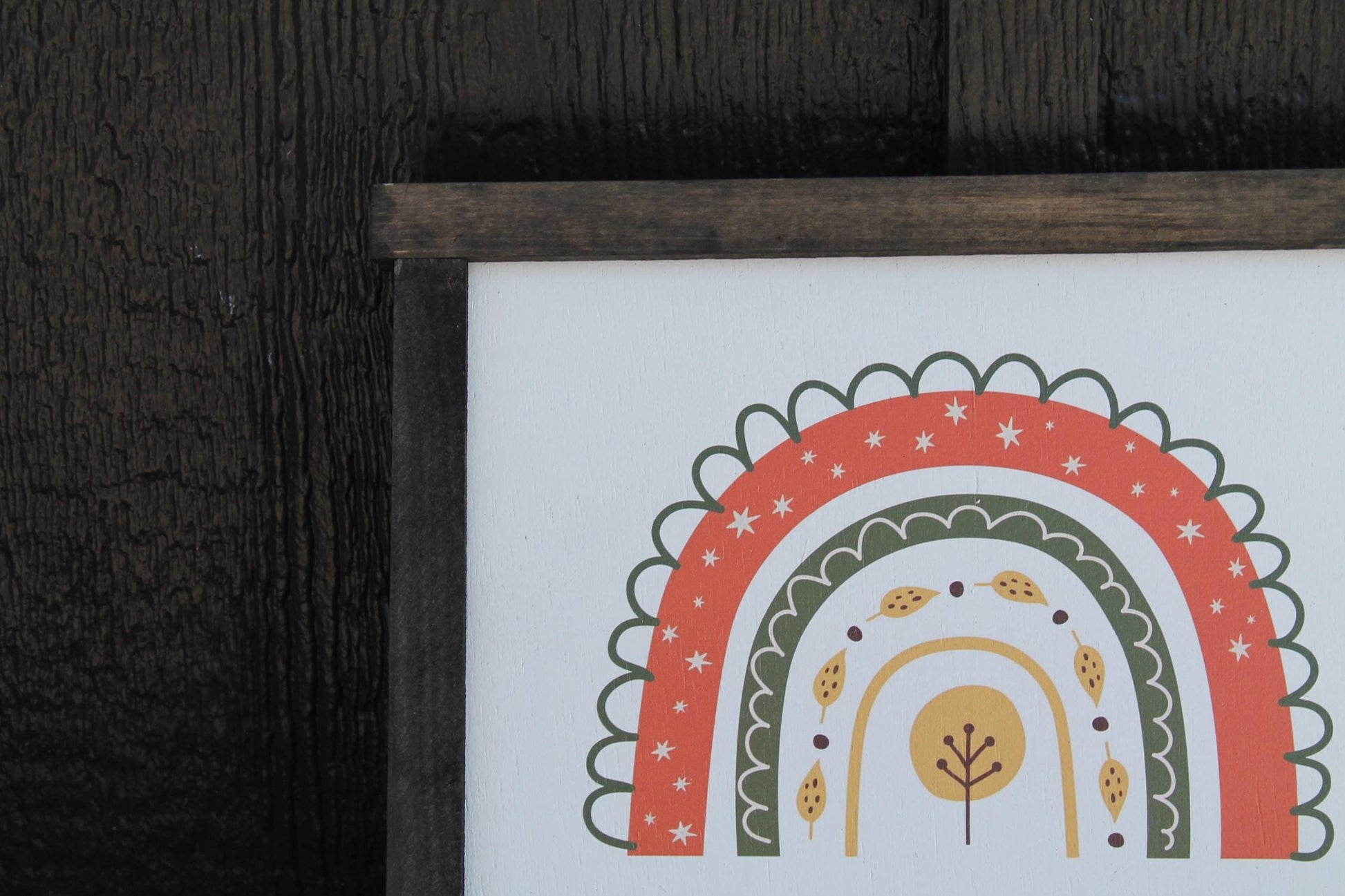 Hello Autumn Boho Rainbow Gourd Pumpkin Orange Fall Leaves Best time of the Year handmade wall art Cute Framed