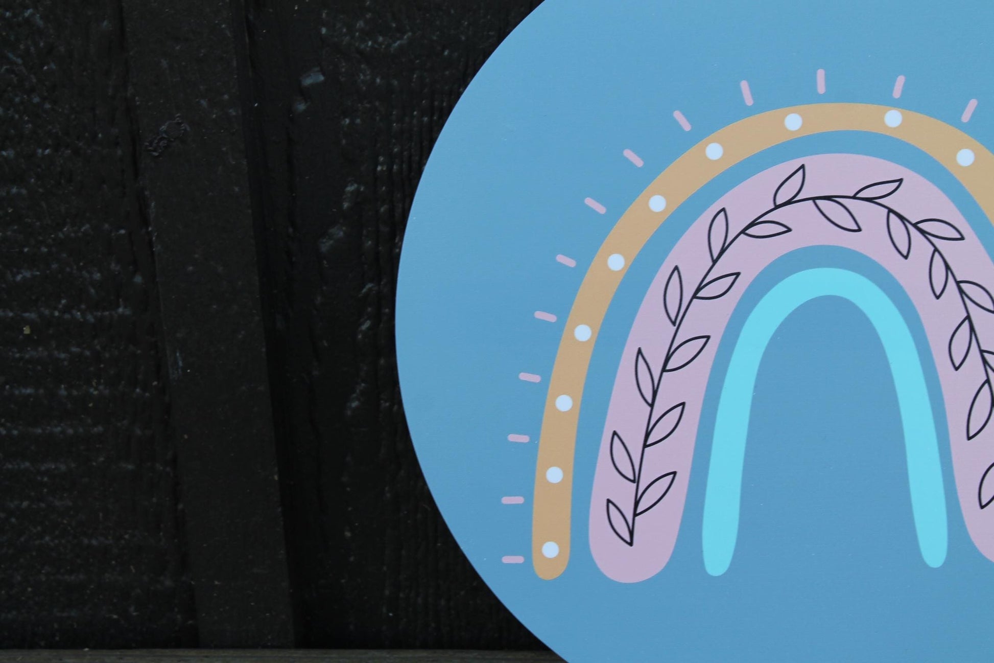 Boho Flower Rainbow Colorful Kids Room Bathroom Play room bohemian Cute Wooden Hanger Wall Art Decor Print