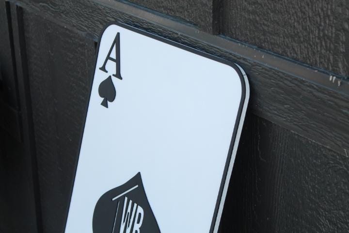 Ace of Spades Playing Card Game Logo Unframed Custom Business Sign Indoor Outdoor Small Business Logo Laser Cut Wood Sign