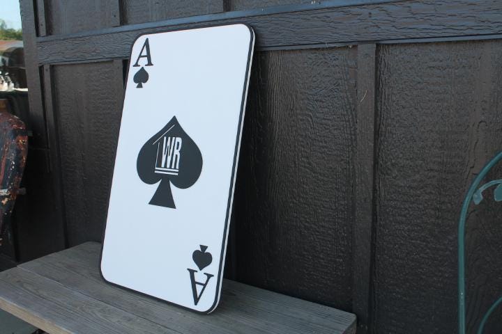 Ace of Spades Playing Card Game Logo Unframed Custom Business Sign Indoor Outdoor Small Business Logo Laser Cut Wood Sign