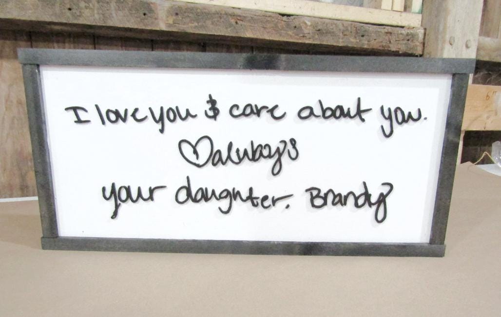 Dad Gift Handwriting Framed Decor Daughter Gift Personalized Sketch Personal Note Letter Loved One Special Occasion Fathers Day Handmade 3D