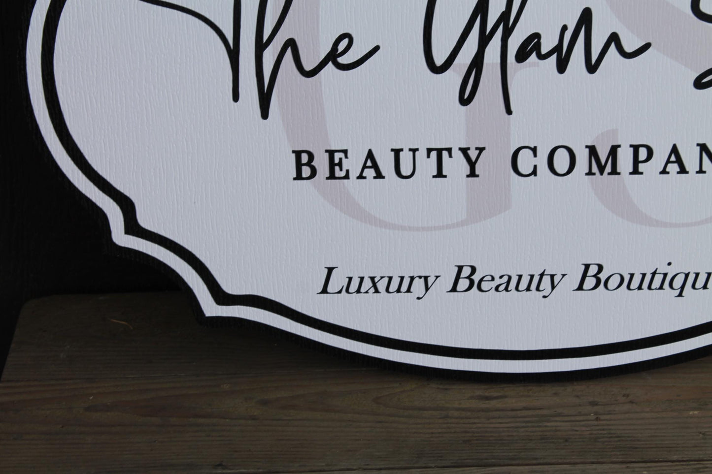 Suite Company Sign Glam Beauty Contour Custom Sign Your Logo PVC All Weather Sturdy Outdoor Fade Mold Resistant Personalized Printed Color