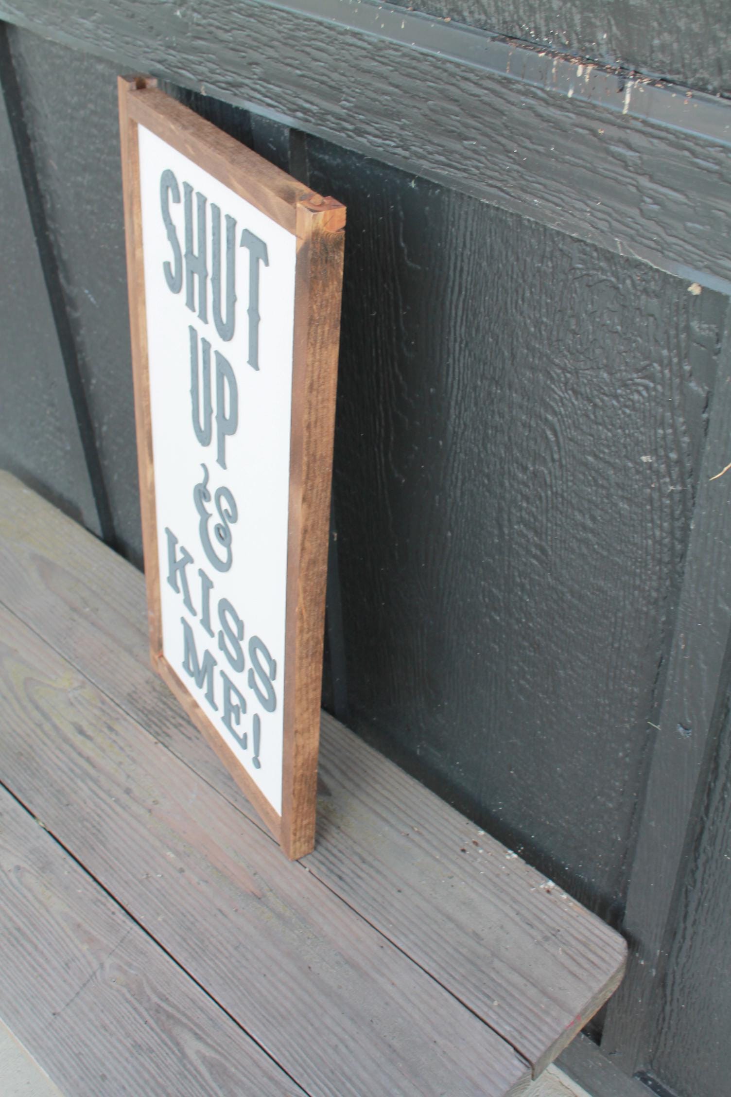 SHUT UP and KISS Me Wood Sign Decor For Your Living Room Wall