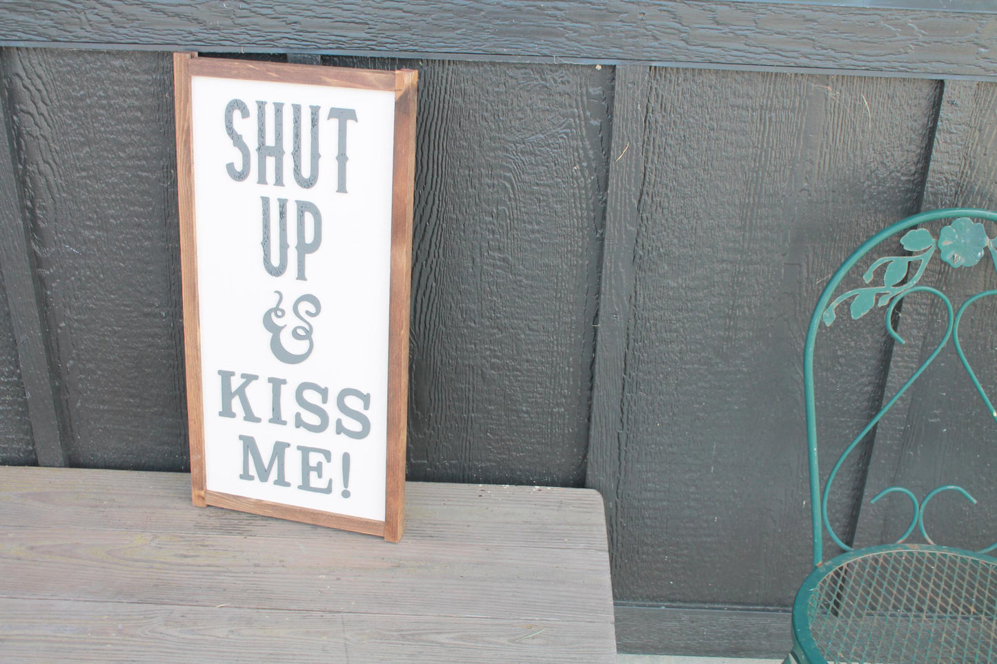 SHUT UP and KISS Me Wood Sign Decor For Your Living Room Wall