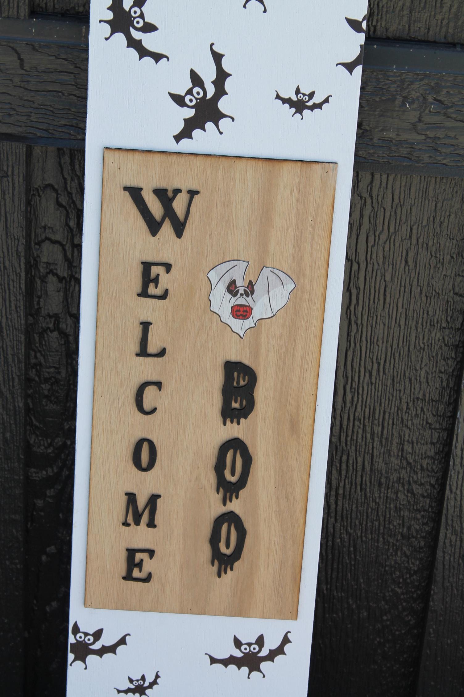 Batty Welcome Boo Porch Leaner Ghost Halloween Spooky Porch Decor Door Decor Welcome Sign