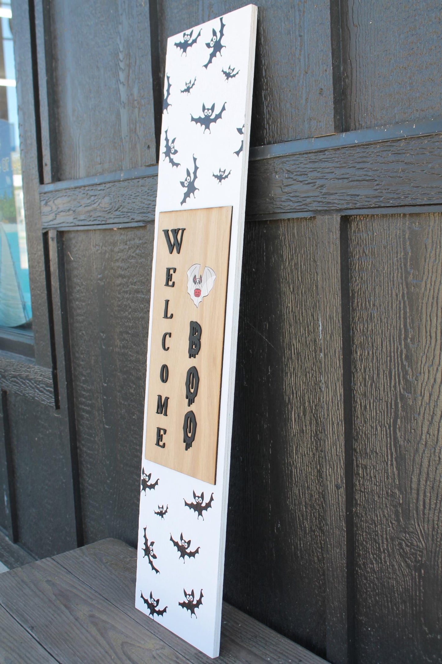 Batty Welcome Boo Porch Leaner Ghost Halloween Spooky Porch Decor Door Decor Welcome Sign