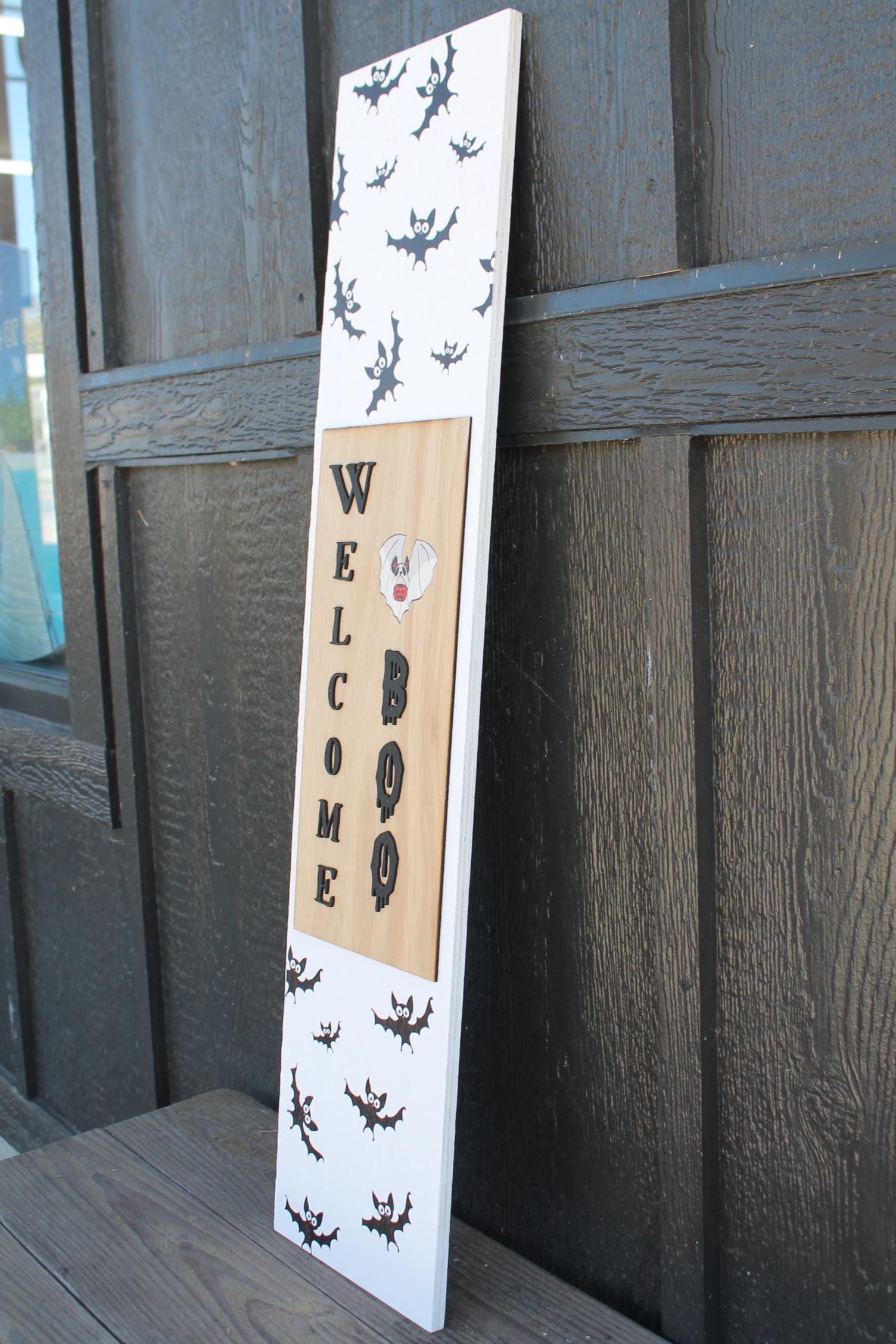 Batty Welcome Boo Porch Leaner Ghost Halloween Spooky Porch Decor Door Decor Welcome Sign