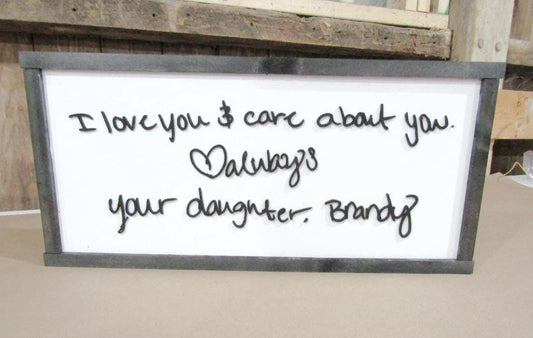 Mom Gift Handwriting Framed Decor Daughter Gift Personalized Sketch Personal Note Letter Loved One Special Occasion Mothers Day Handmade 3D