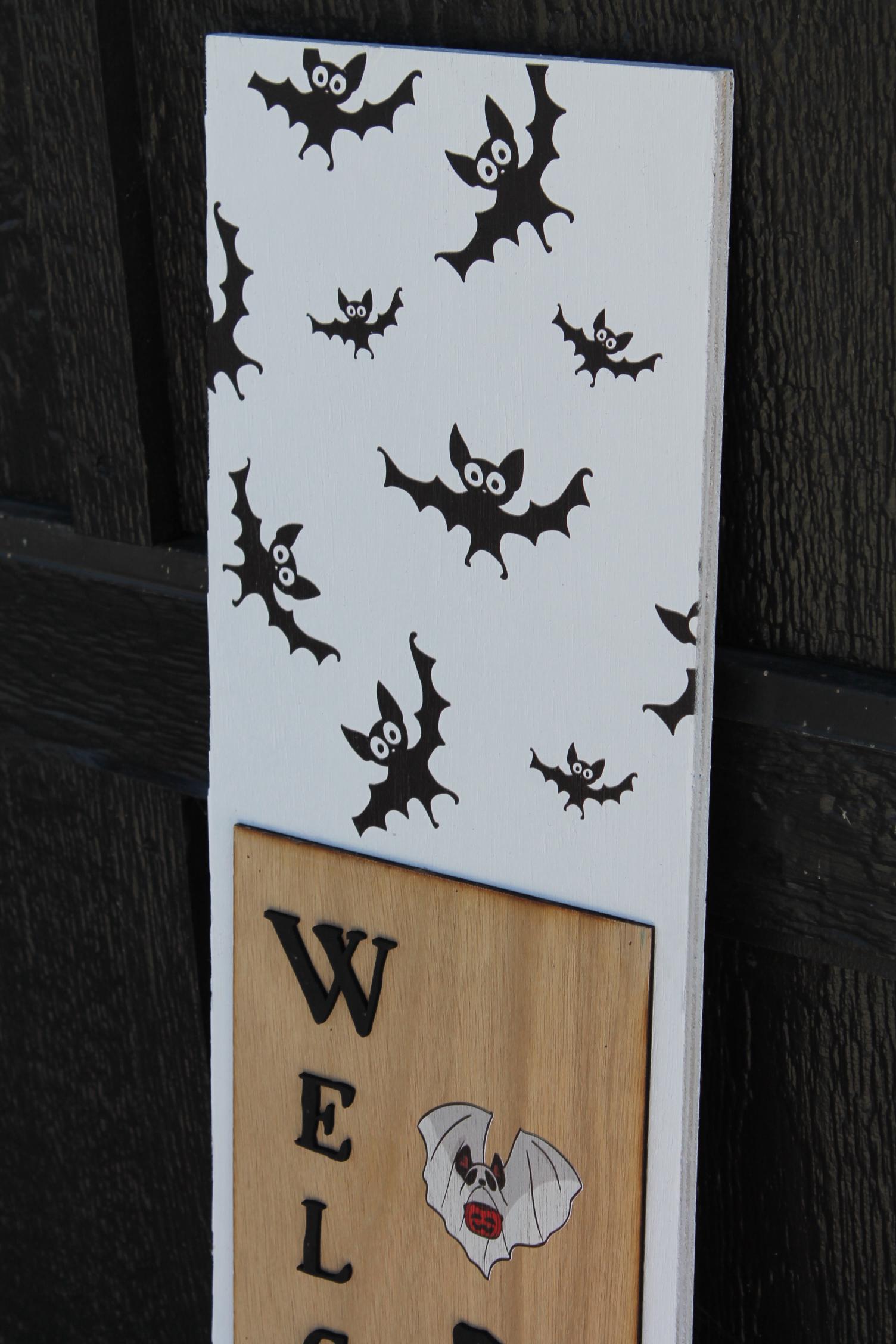 Batty Welcome Boo Porch Leaner Ghost Halloween Spooky Porch Decor Door Decor Welcome Sign