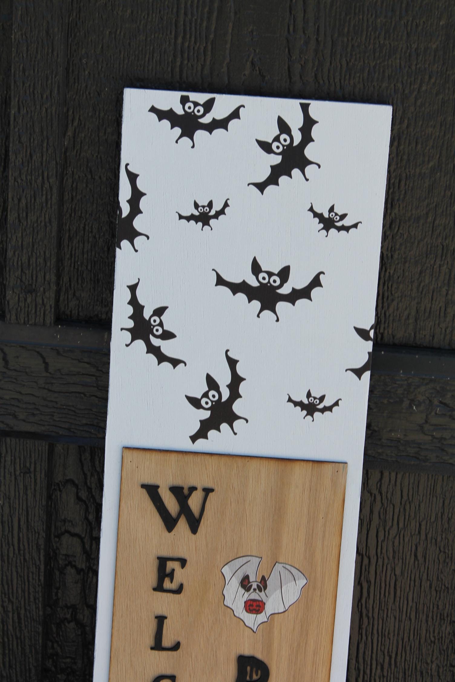 Batty Welcome Boo Porch Leaner Ghost Halloween Spooky Porch Decor Door Decor Welcome Sign
