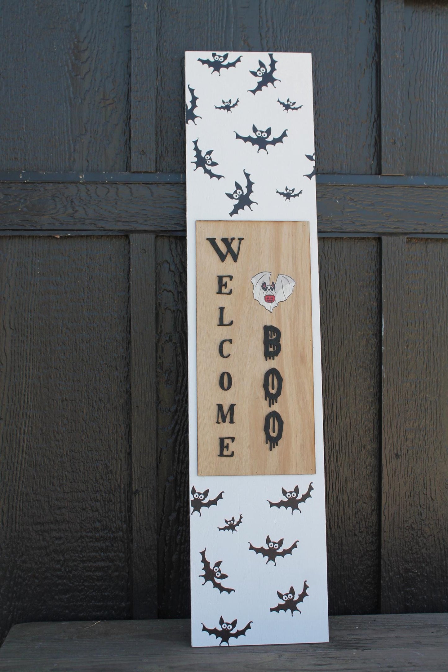 Batty Welcome Boo Porch Leaner Ghost Halloween Spooky Porch Decor Door Decor Welcome Sign