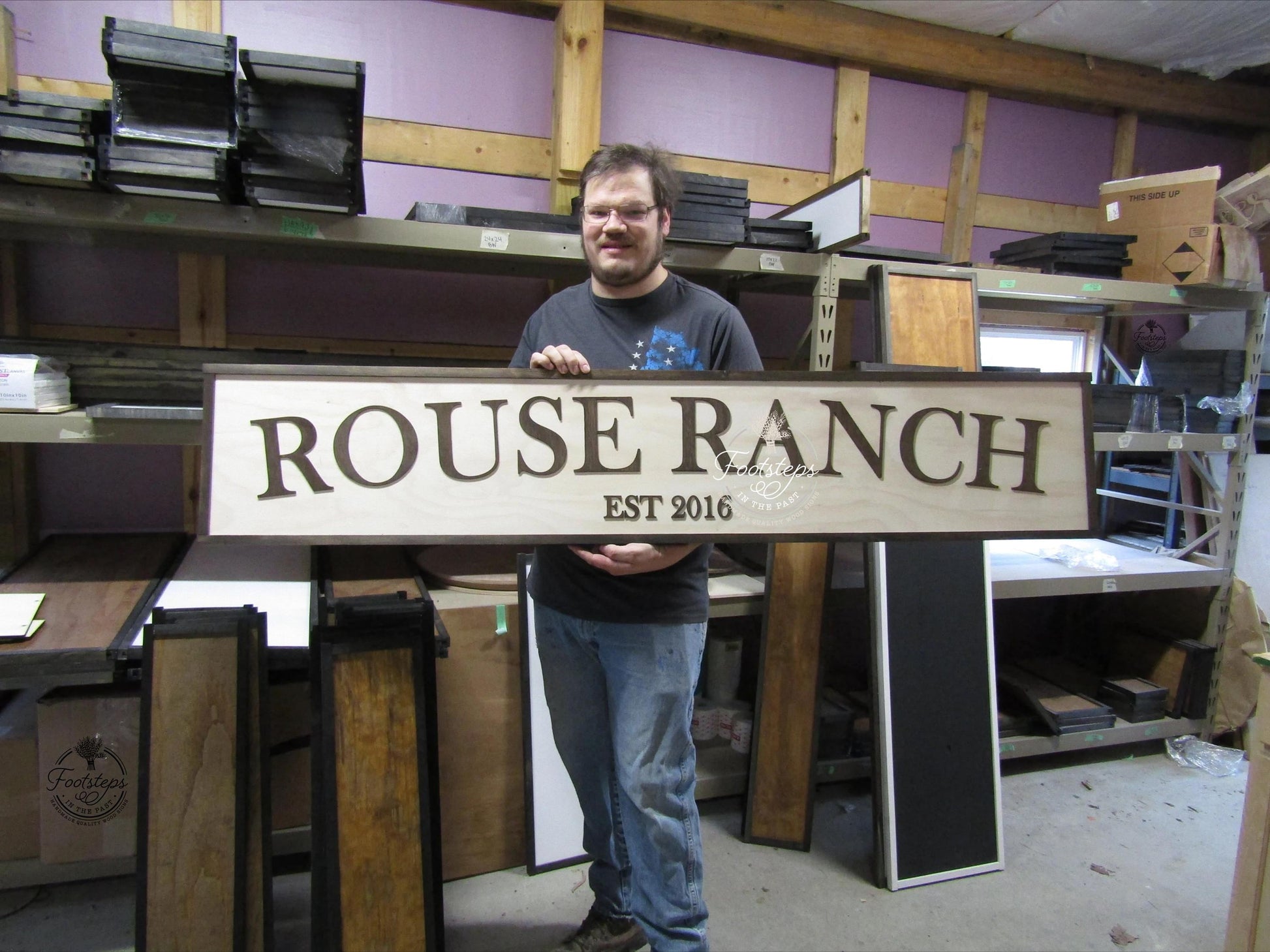Large Custom Ranch Sign Over-sized Rustic Wood Laser Cut Out 3D Extra Large Sign Footstepsinthepast Established Homestead Handmade Farm