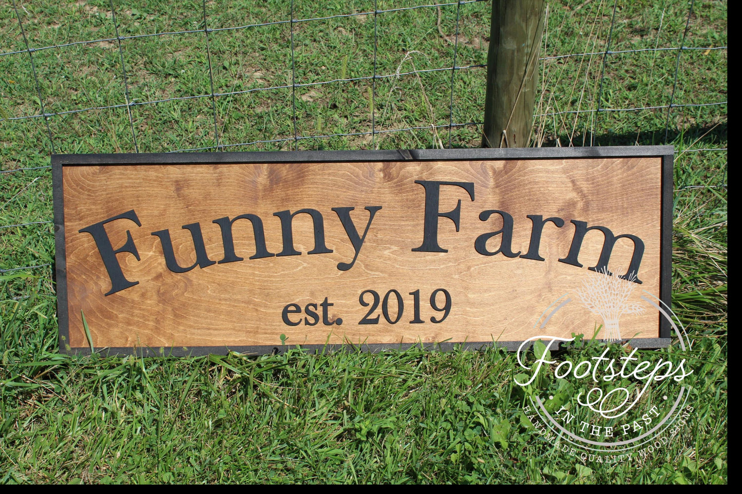 Funny Farm Homestead Ranch Enterance Large Custom Sign American Business Logo Wood Laser Cut Out 3D Extra Footstepsinthepast