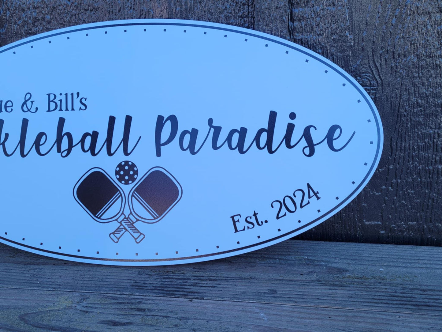 Pickleball Oval Weatherproof Sign Sports PVC Plastic Smooth Personalized Ready for your Business Logo Outdoor Printed Custom