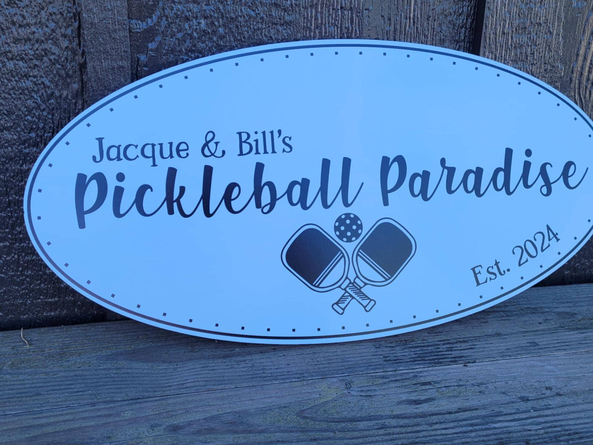 Pickleball Oval Weatherproof Sign Sports PVC Plastic Smooth Personalized Ready for your Business Logo Outdoor Printed Custom