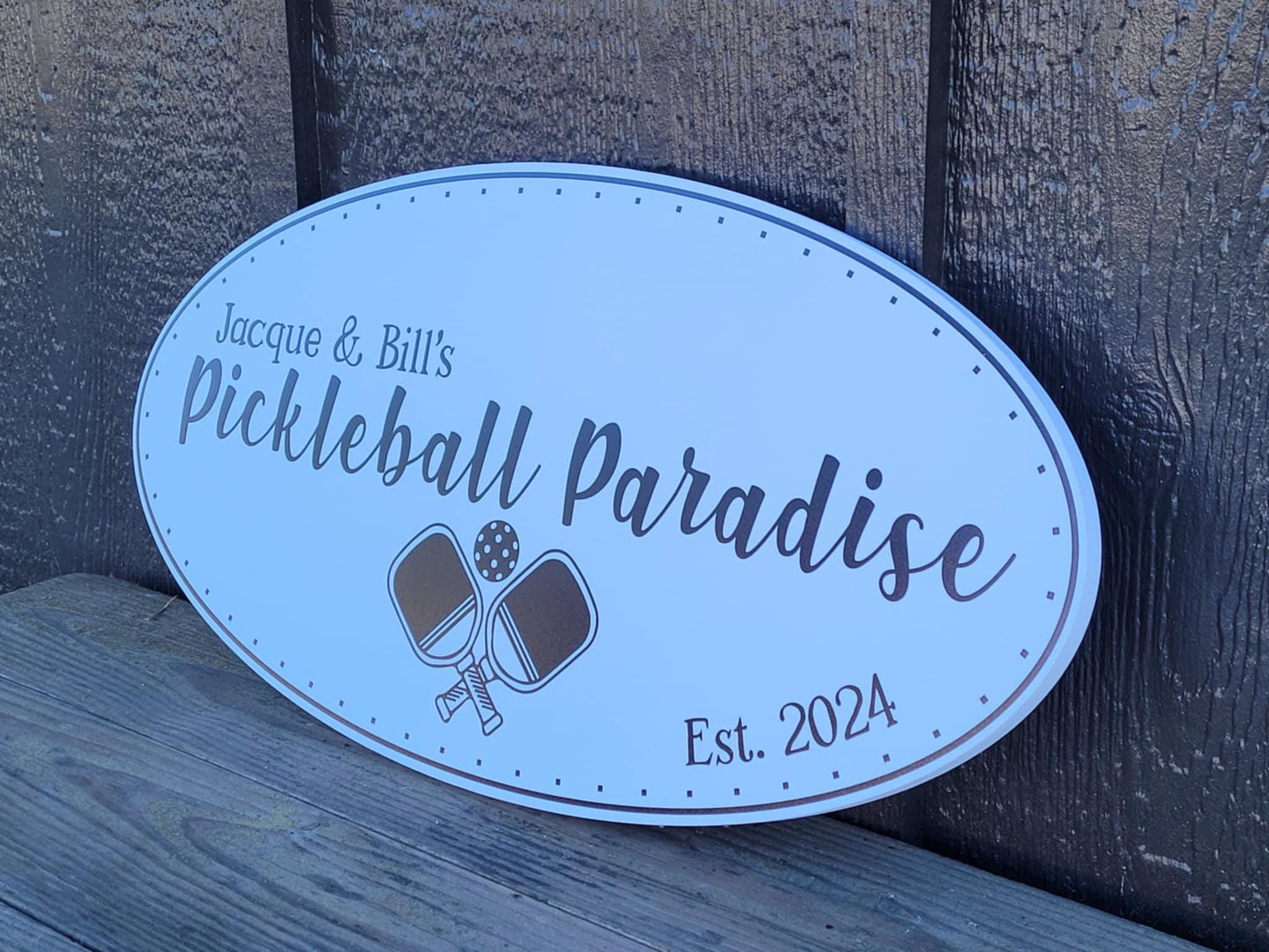 Pickleball Oval Weatherproof Sign Sports PVC Plastic Smooth Personalized Ready for your Business Logo Outdoor Printed Custom