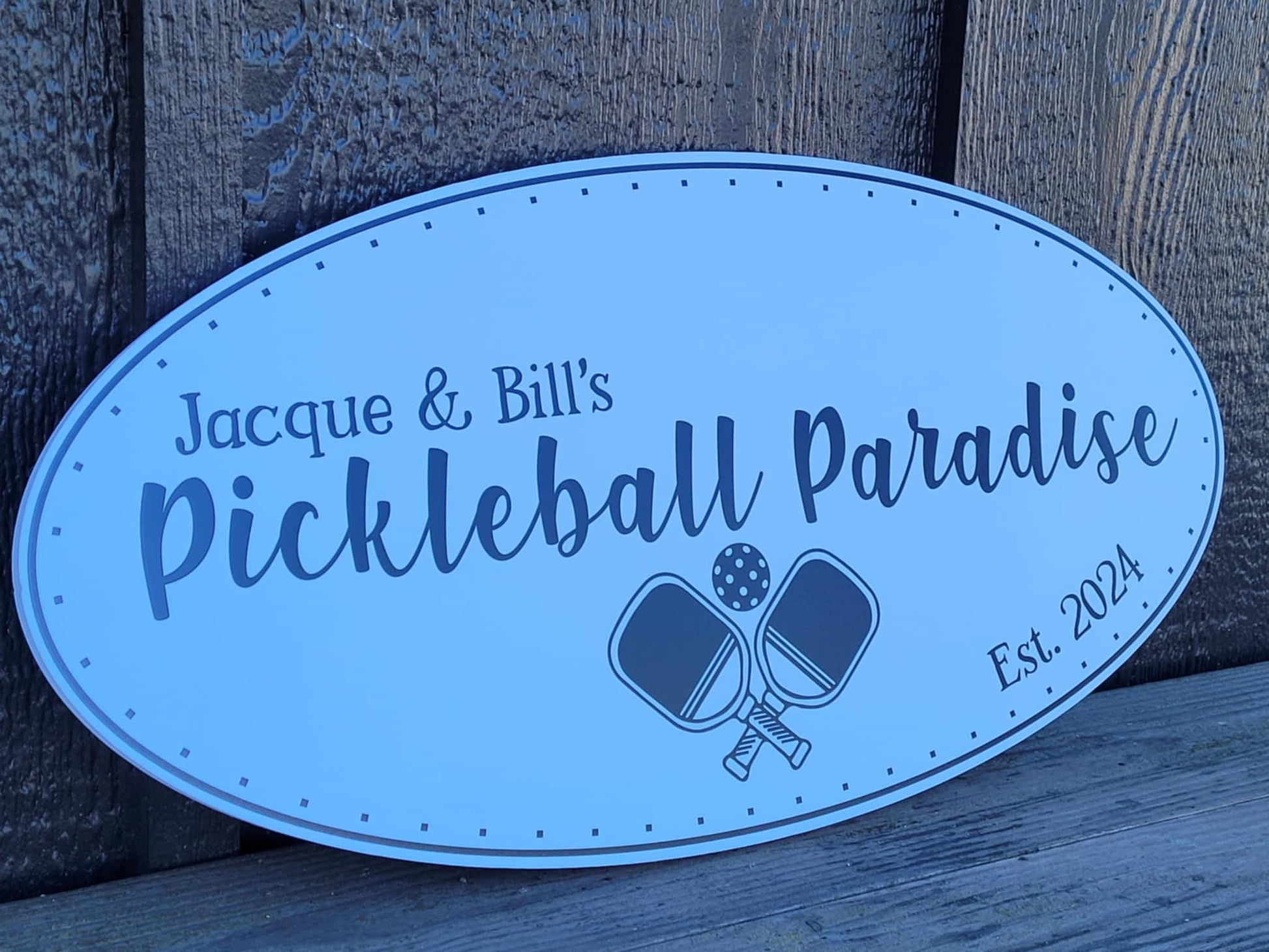 Pickleball Oval Weatherproof Sign Sports PVC Plastic Smooth Personalized Ready for your Business Logo Outdoor Printed Custom