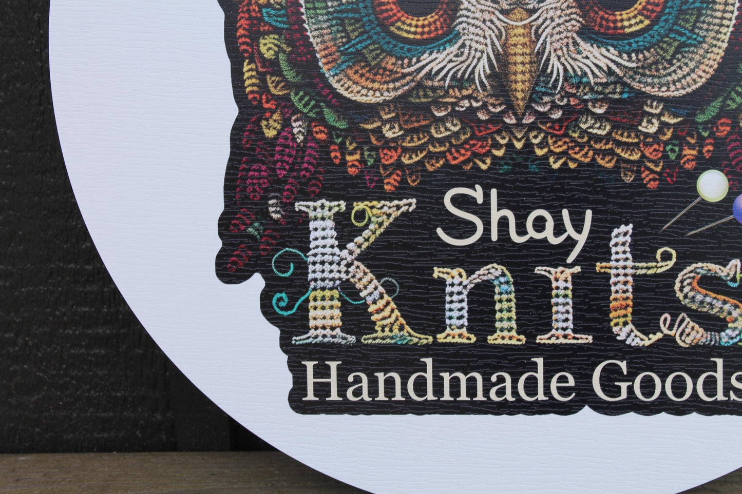 Custom Knitting Crochet Company Weatherproof PVC Sign Your Logo Personalized Round Circle Textured Ready for your Business Logo Personalized