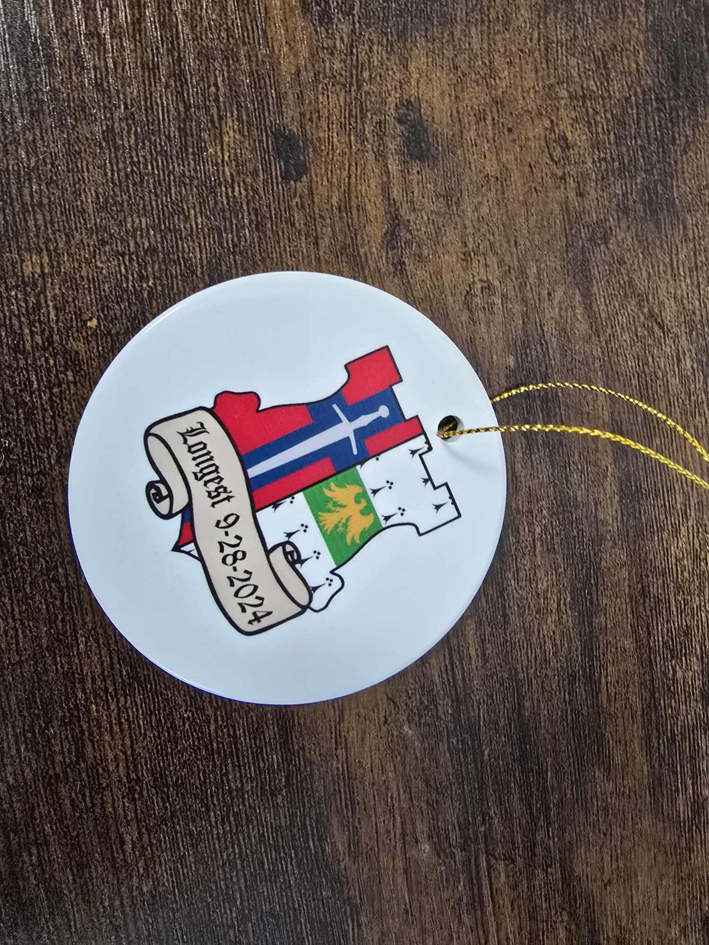 Ceramic Crest Ornament Keepsake Image Wedding Anniversary Printed Christmas Gift Personalized Birthday Memory Round cute Holiday Custom