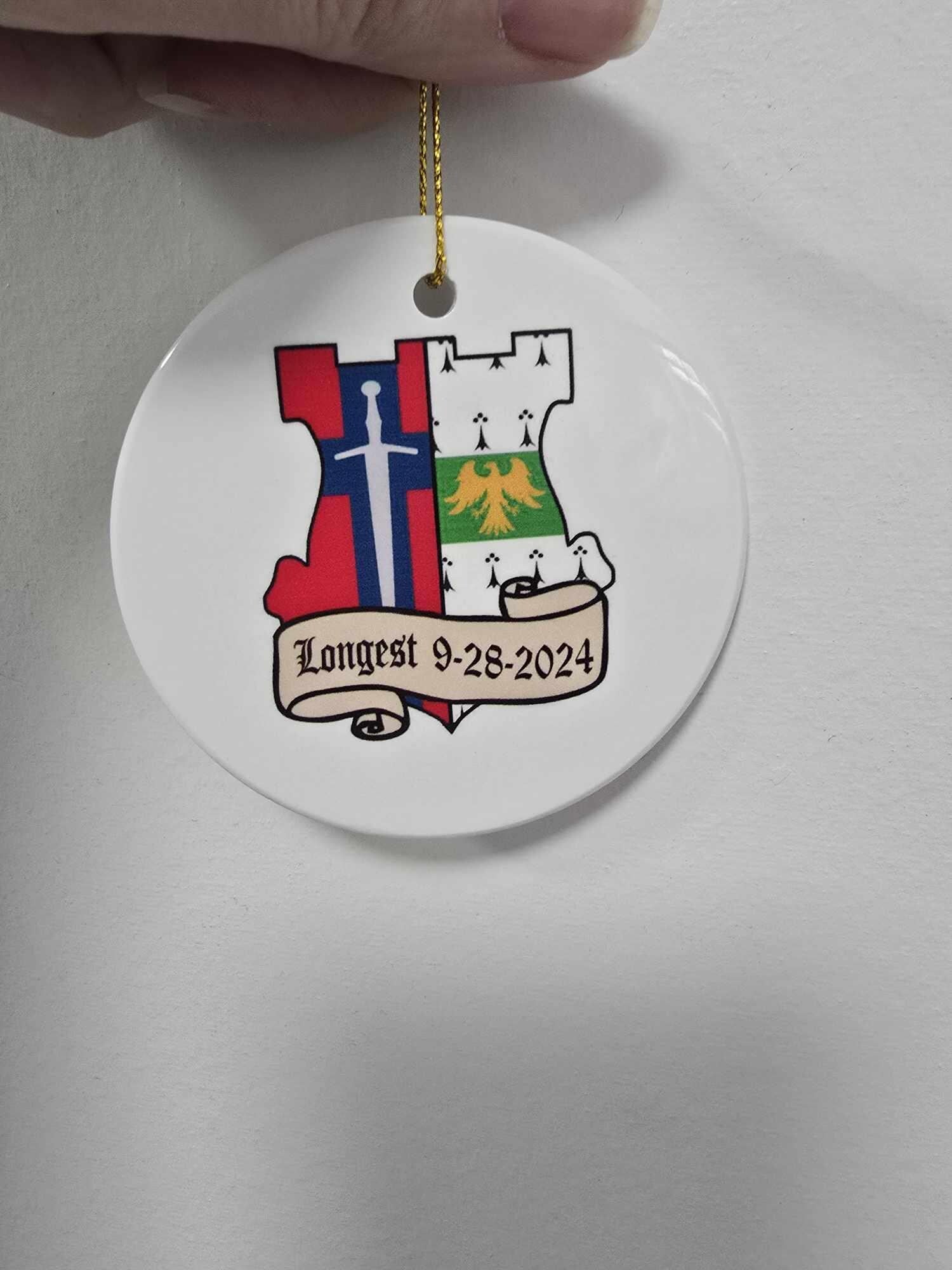 Ceramic Crest Ornament Keepsake Image Wedding Anniversary Printed Christmas Gift Personalized Birthday Memory Round cute Holiday Custom