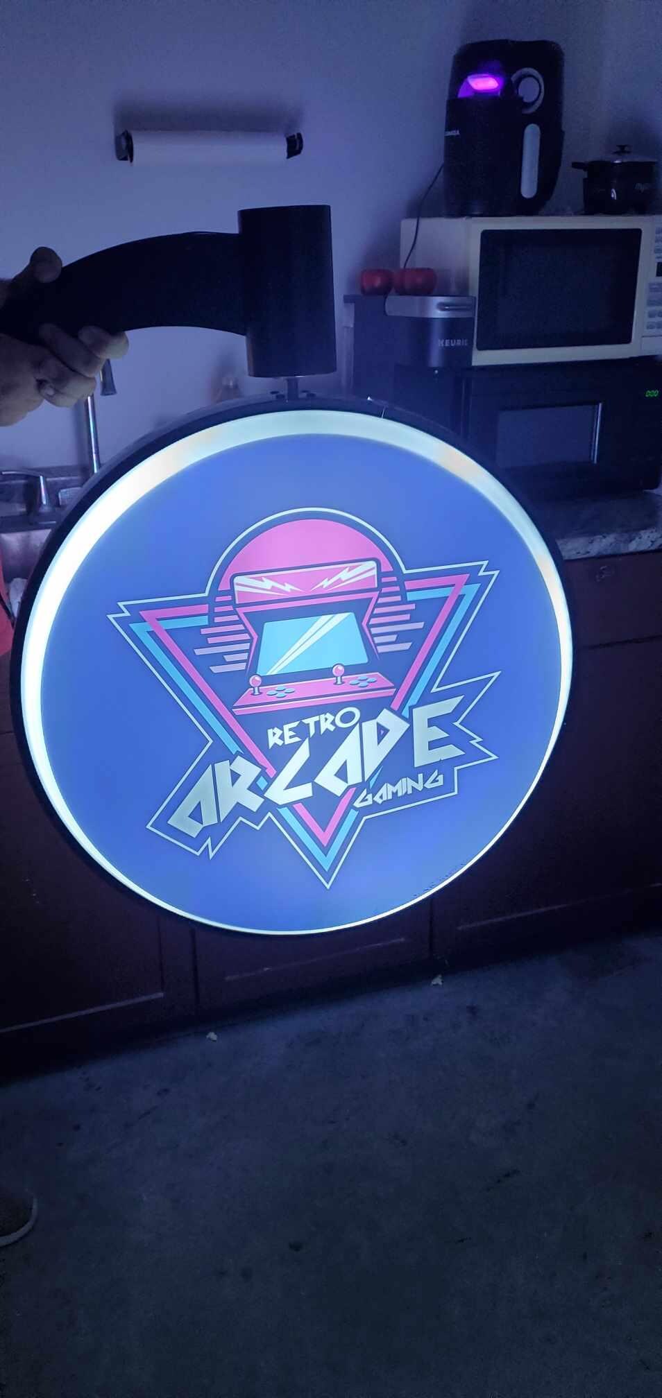 Custom Light lit led store front entrance Outdoor Round Blade Sign Wall Rotating Mounted Circle for your business display your logo