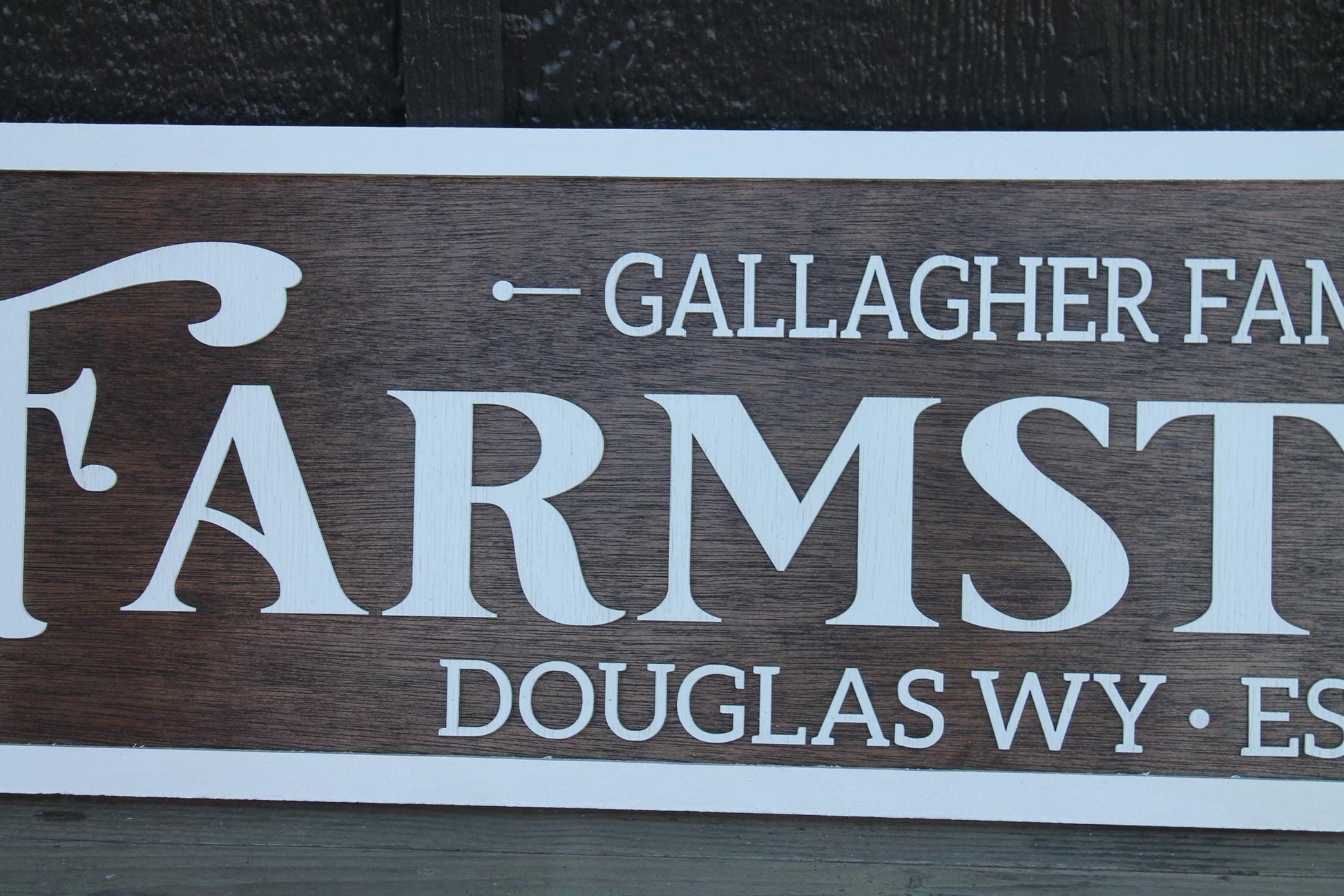 Large Family Sign 3D Large Custom Farmstead Sign Over-sized Rustic Wood Brown and White Country Western Ranch Your Name Established Custom
